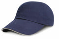 The RC24P from Result Headwear is a navy blue baseball cap featuring a curved brim, displayed against a white background.