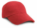 A plain red RC24X baseball cap from Result Headwear, featuring a curved brim and structured crown.
