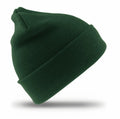 A forest green RC29J beanie hat from Result Winter Essentials, featuring a folded cuff and displayed against a white background.