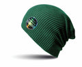 The RC31X is a green ribbed beanie from Result Winter Essentials featuring a round logo patch.