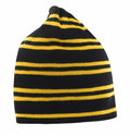 Result Winter Essentials’ RC354: A black knit cap featuring yellow horizontal stripes.