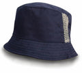 A navy blue RC45X bucket hat by Result Headwear, featuring a mesh panel on one side.
