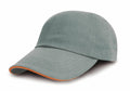 The RC50X by Result Headwear is a gray baseball cap featuring an orange edge along the brim, displayed against a white background.