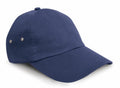 A navy blue Result Headwear RC63X baseball cap with metal eyelets on the side.