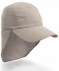 The Result Headwear RC69J is a beige sun hat featuring a large brim and a neck flap for enhanced protection.