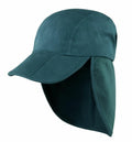 A Result Headwear RC76X sun hat in teal, featuring a long neck flap and a curved brim.