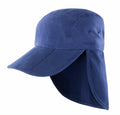 The RC76X by Result Headwear is a blue outdoor cap featuring a wide brim and neck flap for sun protection.