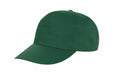 The RC80X, a green baseball cap from Result Headwear, features a curved brim and a button on top. It's shown from the front and slightly to the side, with no visible logos or designs for a sleek, plain look.