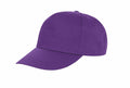 The RC80X by Result Headwear is a plain purple baseball cap featuring a curved brim and an adjustable back.