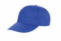 A blue RC80X baseball cap by Result Headwear, featuring a curved brim and shown from an angle.