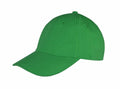 A bright green RC81X baseball cap by Result Headwear, featuring a curved brim and six panels, showcased on a plain white background.