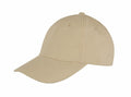 The RC81X baseball cap by Result Headwear, featuring a plain beige color and a curved brim, is displayed against a white background.