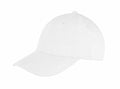 RC81X by Result Headwear is a plain white baseball cap featuring a curved brim and visible stitching on both the panels and the top button. Presented against a white background, its simple and clean design is accentuated.
