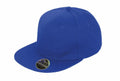 A vibrant blue RC83X snapback cap from Result Headwear features a flat brim. Prominently displayed on the brim is a round sticker that reads S/WAP. The cap is set against a simple white background.
