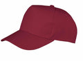 RC84J by Result Headwear is a red baseball cap featuring a curved brim, shown from the front side angle.