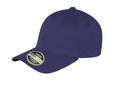 A Result Headwear RC85X navy blue baseball cap featuring a curved brim and a sticker on the front.