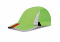 A vibrant green RC86X cap from Result Headwear, featuring reflective strips and a red logo on the brim.