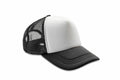 The RC89X by Result Headwear is a black and white trucker hat featuring a mesh back panel and curved brim.