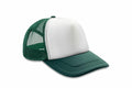 The RC89X trucker cap by Result Headwear features a green and white design, complete with a mesh back and curved brim.