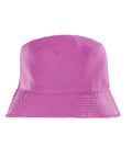 A bright pink bucket hat from Hats is displayed on a white background, featuring a flat crown and a downward-sloping brim.