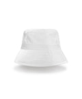 A front-facing view of the "Hats" product: a plain white bucket hat with a wide brim and minimalist design set against a white background.