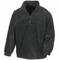 Result's RE33A is a black fleece pullover featuring a quarter-zip collar and elastic cuffs.