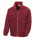 A Result RE36A fleece jacket in red, featuring a full front zipper and a raised collar.