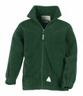 The RE36J by Result is a fleece jacket in green, featuring a high collar, a zipper closure, and two front pockets.