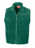 The Result RE37A is a green fleece vest featuring a full front zipper and two zippered pockets.