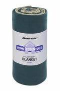 A rolled teal Polarfleece blanket with a label reading "Result Winter Essentials" and "RE39A Polartherm Blanket.