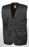 Result Workguard's RE45A black utility vest features a zip closure and multiple front pockets.
