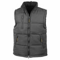 The Result RE88A is a black puffer vest featuring a front zipper and two zippered pockets.