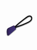 Result brand's RE93X purple zipper pull tab featuring a black loop, presented on a white background.
