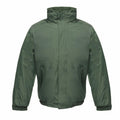 The RG045 by Regatta Professional is a green jacket featuring a high collar, front zipper, and two side pockets.