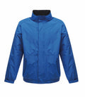 Product RG045 by Regatta Professional is a vibrant blue, long-sleeved jacket featuring a high collar and zippered pockets. Designed with elastic cuffs and a straight hem, the jacket is showcased against a plain white background.