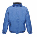A blue winter jacket by Regatta Professional (model RG045) featuring a high collar, zipper closure, two front pockets, elastic cuffs, and a simple minimalist design.