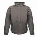 The RG045 jacket by Regatta Professional features a front view of a high-collared, gray insulated design. It is equipped with a zip closure and two side pockets for warmth and protection against the cold. The fabric has a smooth, weather-resistant appearance.