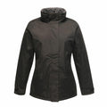 The RG052, a long-sleeve black jacket with a high collar and front zipper from Regatta Professional, is displayed against a white background.