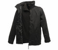 Regatta Classics RG059 jacket in black featuring a hood, long sleeves, and a partially open zippered front.