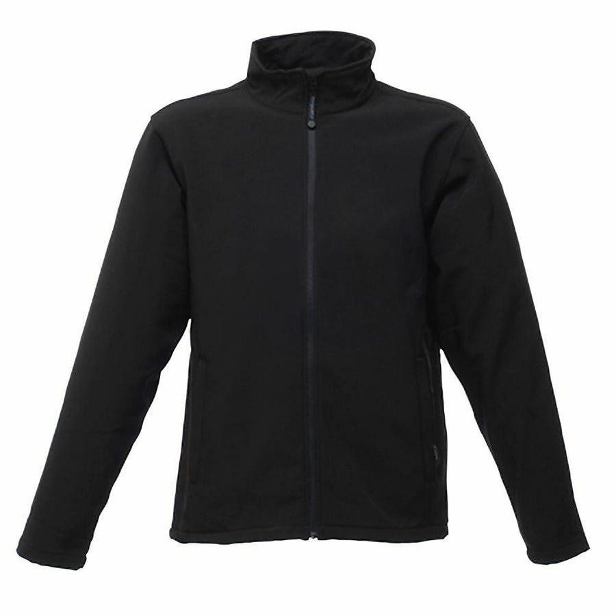 RG089 by Regatta Professional: A black zip-up jacket featuring long sleeves and a high collar, showcased on a plain white background.