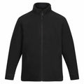 The Regatta Professional RG125 is a black zip-up fleece jacket featuring long sleeves and two front zippered pockets, displayed on a white background.