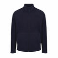 The RG131 jacket by Regatta Professional is a navy blue zip-up fleece with long sleeves and a stand-up collar.