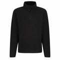 The RG134 by Regatta Professional is a black long-sleeve pullover featuring a high collar and a half-zip front.