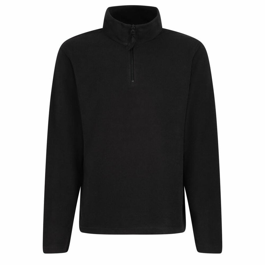 The RG134 by Regatta Professional is a black long-sleeve pullover featuring a high collar and a half-zip front.