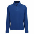 A Regatta Professional RG134 quarter-zip fleece sweater in blue, featuring long sleeves and a standing collar, laid flat on a white background.