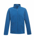 Introducing the RG138 by Regatta Professional: a sleek blue zip-up jacket with a high collar and long sleeves, featuring two front pockets and a smooth, plain texture.