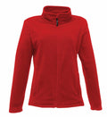 A Regatta Professional RG140 zip-up fleece jacket in red, featuring long sleeves and a high collar.