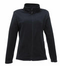 Introducing the RG140 by Regatta Professional, a black fleece zip-up jacket featuring a high collar and two front pockets.