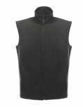 A black sleeveless RG145 vest by Regatta Classics, featuring a high collar and a front zipper, displayed against a white background.