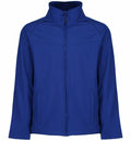 The RG150 from Regatta Professional is a blue zip-up jacket with a high collar and long sleeves, complete with two front pockets.